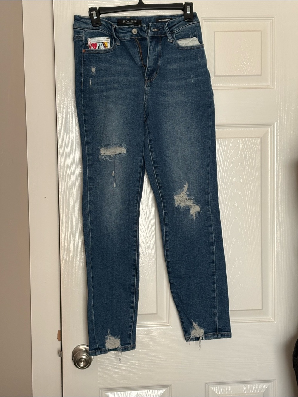 Judy Blue Dark Blue Distressed Boyfriend Jeans